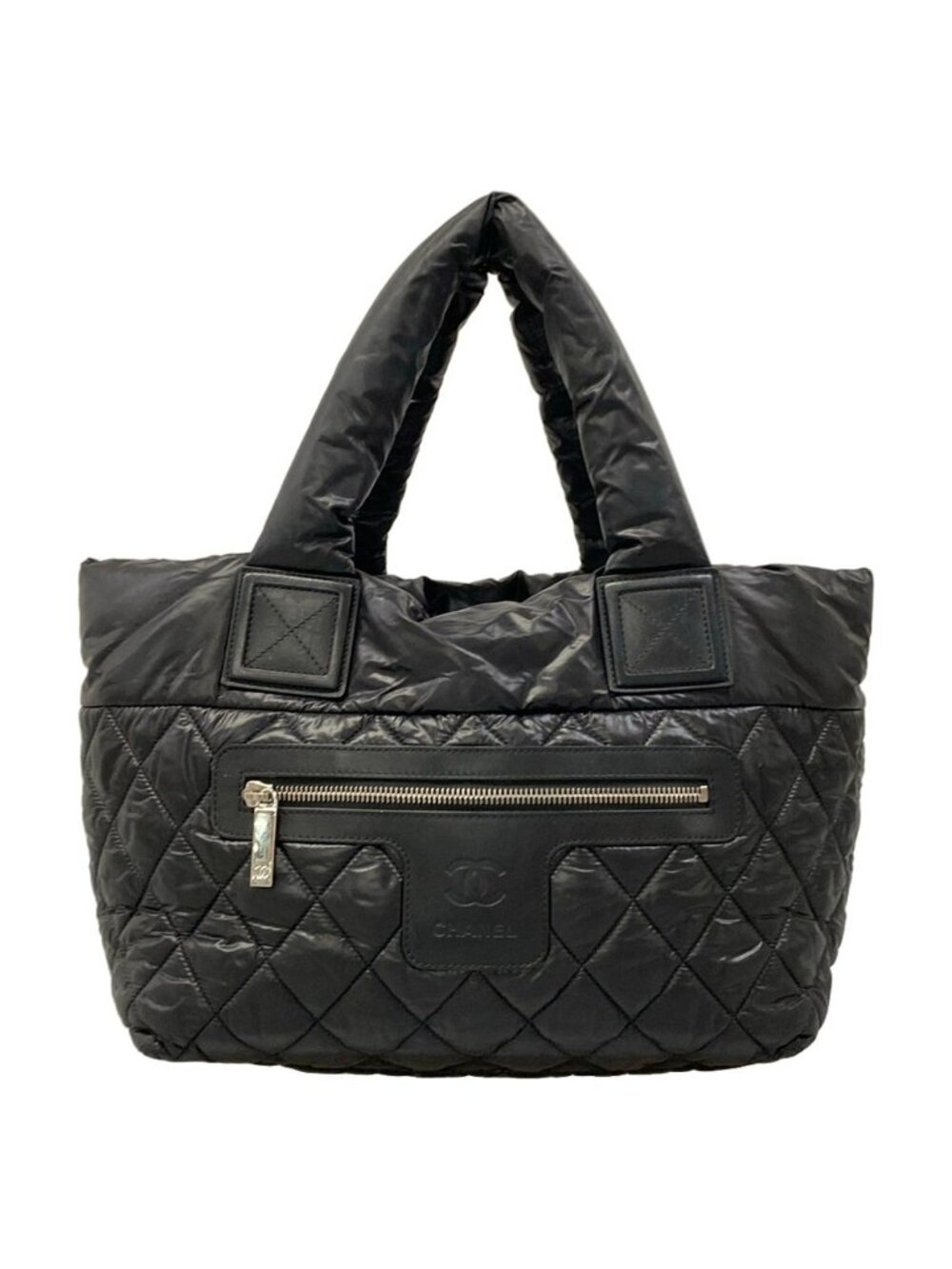 Chanel Tote Coco Cocoon PM Black CC Logo Leather